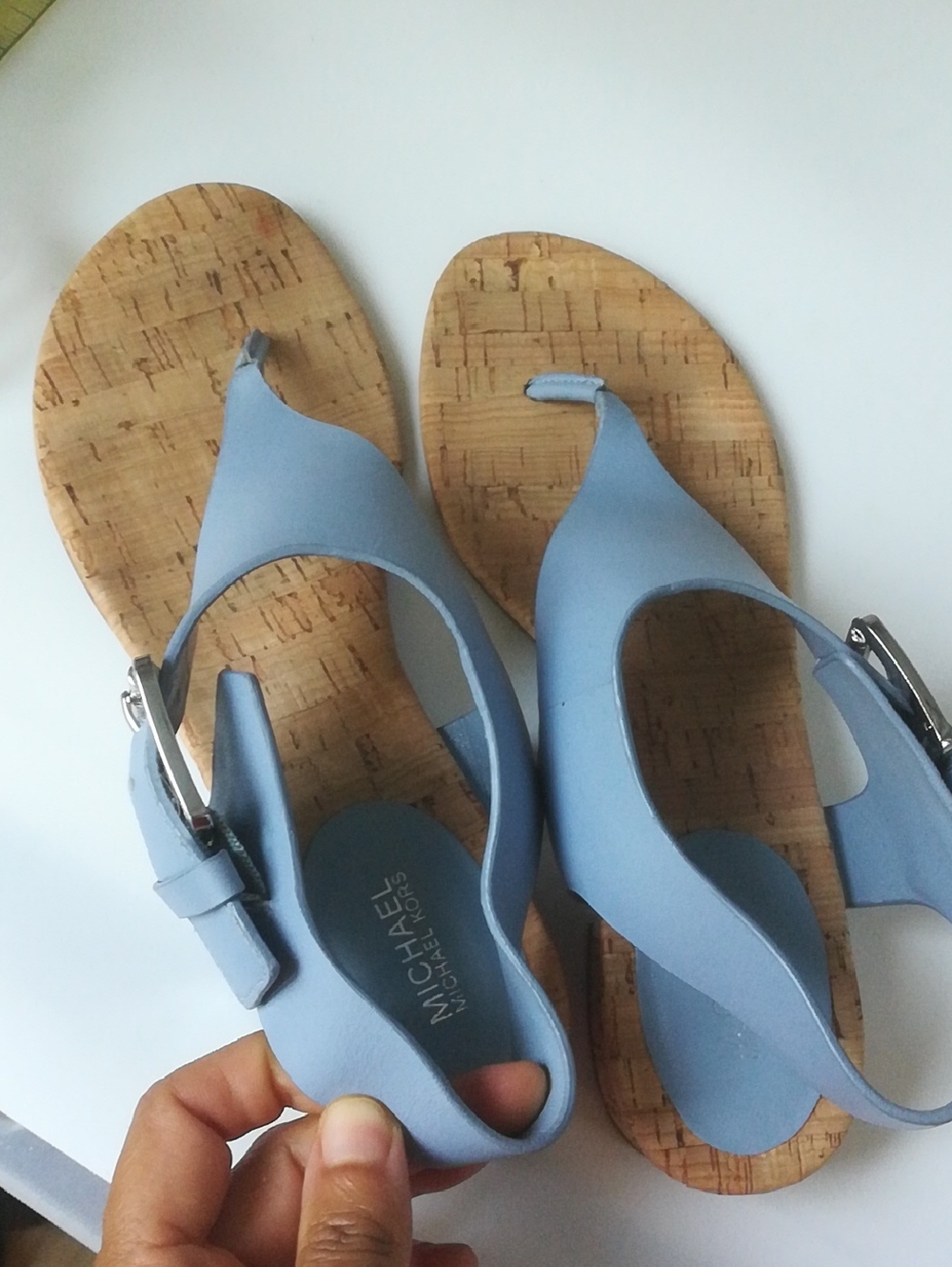 MICHAEL Michael Kors Powder Blue Cork Toe-Post Sandals